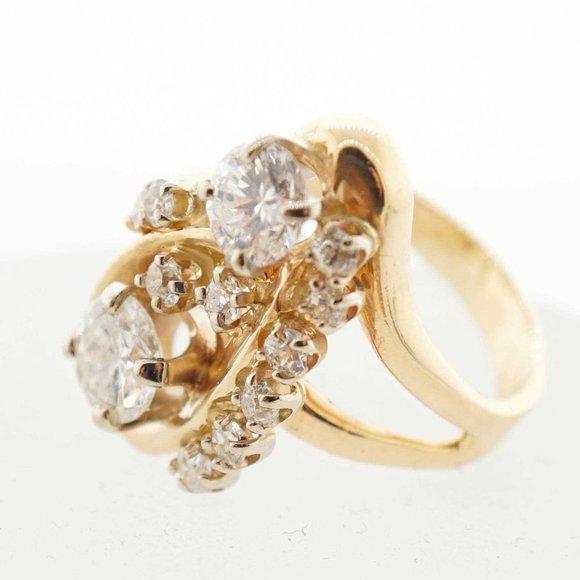 Art Deco Estate Sale Diamond Ring 14k Yellow Gold Vintage Jewelry 1.55 TCW - Picture 2 of 5